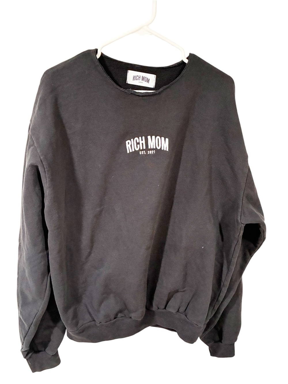 Rich Mom Gear Crewneck Martini Black Pullover Sweatshirt Size Large